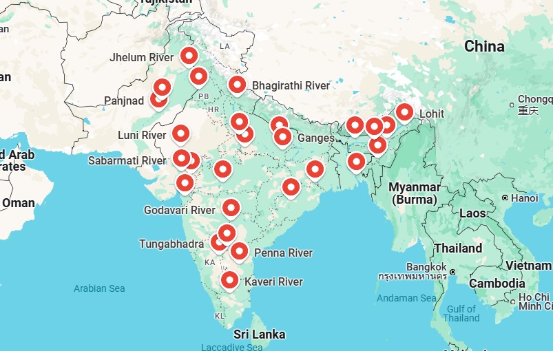 Rivers of India – Origin and Endpoint