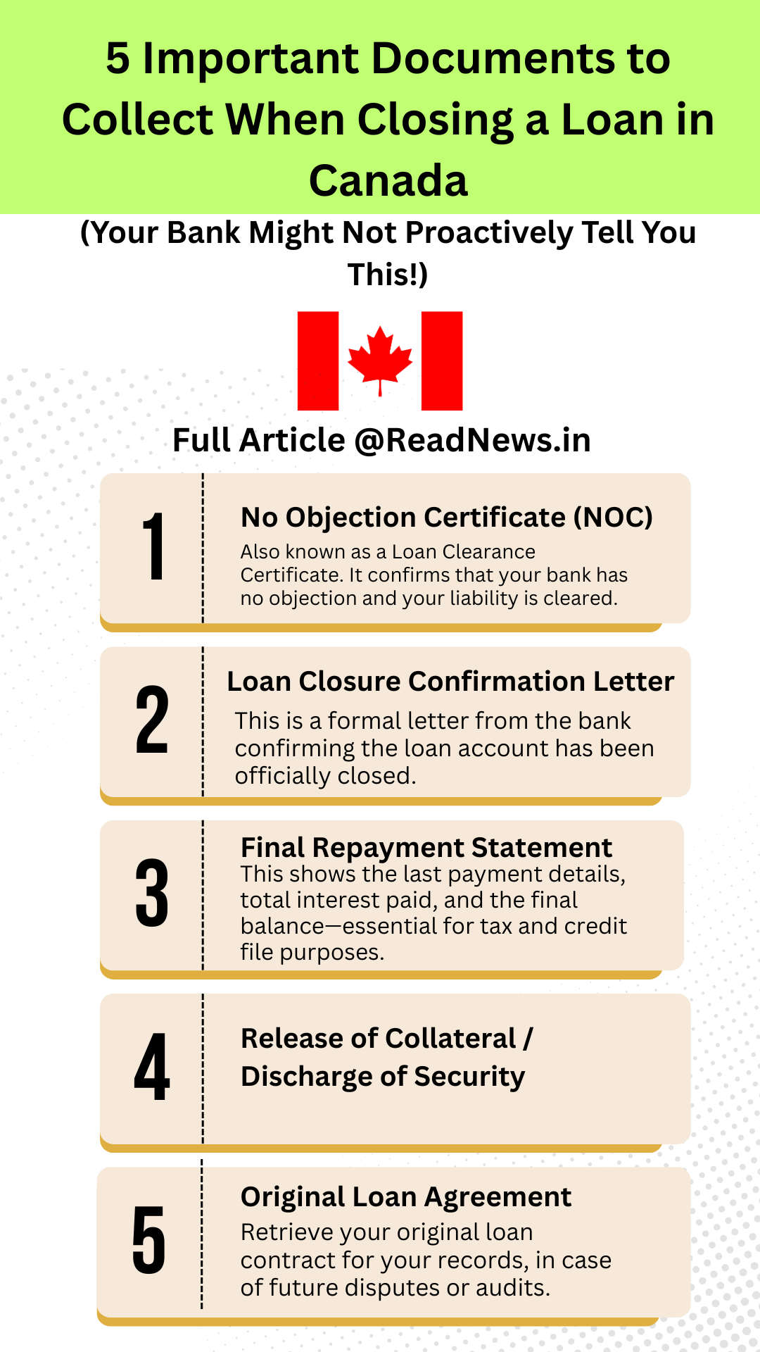 5 Important Documents to Collect When Closing a Loan in Canada - Infographic