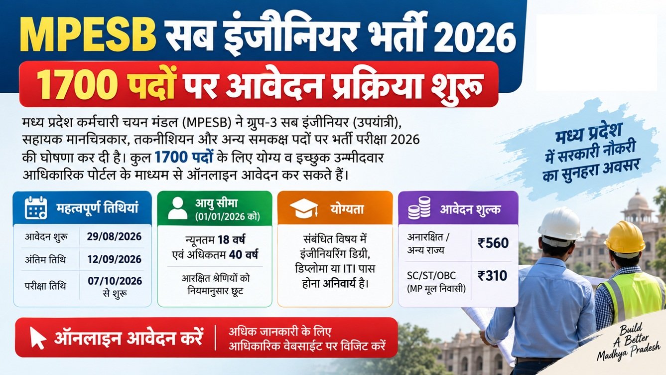 MPESB Group 3 Sub-Engineer & Other Posts Recruitment 2026